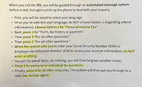 Once you've set your language, do not choose option 1 (regarding refund info). How To Talk With A Human At The Irs Coolguides