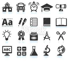Education And School Supplies Black Amp White Vector Icon Set Stock Vector Art 25805345