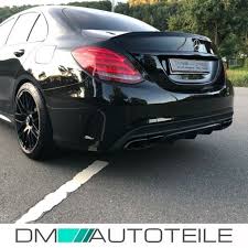 Diffusor Black Set Pipes Fits On Mercedes C Class W205 Saloon 14 18 Amg Sport