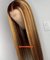 Honey Blonde Highlight Wigs Straight 13 6 Lace Front Wigs Pre Plucked Wig Hairstyles Brown Ombre Hair Ombre Hair Color