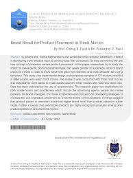Reading american movie trailers, by lisa kernan. Pdf Brand Recall For Product Placement In Hindi Movies
