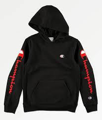 Black And Red Champion Hoodie Champion Boys Flock Black Hoodie Zumiez Zumiez Outfits Champion Clothing Hoodie Zumiez
