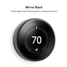 Google Nest Learning Thermostat 3rd Generation Mirror Black Walmart Com