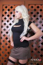 Pay sites featuring afrika kampos. Blonde Trans Model Afrika Kampos Exposes Her Upskirt Cock In Fishnet Stockings Trans Pics