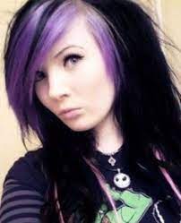 Aubrey plaza side swept wavy black hairstyle with bangs: Brown Hair With Purple Bangs Scene Hair Colors Scene Hair Underlights Hair