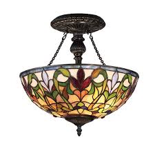 Tiffany style ceiling fixtures are sure to illuminate your living space with a. Fine Art Lighting Ltd Fine Art Lighting Tiffany Style 2 Light Semi Flush Ceiling Light Glass 16 In Bronze S1438 Rona