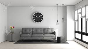 Modern living designs and decorations ideas minimalist style. Minimalist Living Room With White Wall And Gray Sofa 3d Rendering Stock Photo Picture And Royalty Free Image Image 90571714