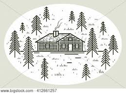 Log cabin drawings cabin in the woods drawing. Cabin Woods Pine Vector Photo Free Trial Bigstock