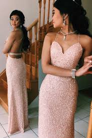 Glitter Sequined Pink Sheath Prom Dresses Backlesseveninggown Op837 Partydresses Rose Gold Prom Dress Backless Evening Gowns Backless Prom Dresses