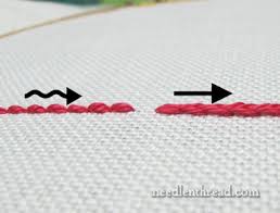 Outline stitch is very similar to stem stitch , but the difference is that the working thread lies above the needle mary thomas's dictionary of embroidery stitches, london: Embroidery Tip The Backstitch Vs Split Stitch Controversy Needlenthread Com