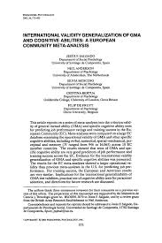 Maybe you would like to learn more about one of these? Pdf International Validity Generalization Of Gma Cognitive Abilities