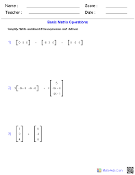 Algebra 2 Worksheets Matrices Worksheets Matrices Math Algebra 2 Worksheets Algebra