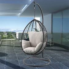 Acme 45030 Simona Beige And Black Wicker Finish Patio Swing Chair Swinging Chair Patio Swing Chair Porch Swing With Stand