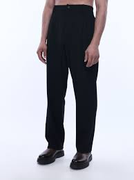Buy Mens Relaxed Fit Trousers - Soft Handle Relaxed Black Trousers