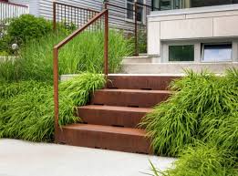 Cortenstahl Treppe Handlauf Japan Berggras Garden Vorgarten Ideen Gartentreppe Aussengelander