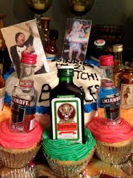 21st Birthday Cake With Liquor Bottle On Top Best Friends 21st Birthday Top Says From Binkies To Bottles Assorted Cupcakes With Mini Alcohol B Mini Alcohol Bottles Alcohol Bottles Alcoholic Cupcakes