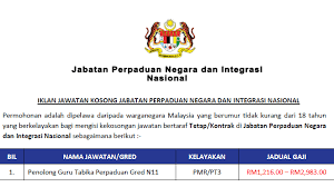 Guru tabika perpaduan gred s29. Jawatan Kosong Jabatan Perpaduan Negara Dan Integrasi Nasional Jpnin Penolong Guru Tabika Perpaduan Jawatan Kosong Kerajaan 2020 Terkini