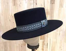 Black Beaver Blend Fur Felt Western Hat Bolero Style With Woven Ribbon Hatband With Silver Stud Accent Western Hats Hats For Men Cowboy Hats
