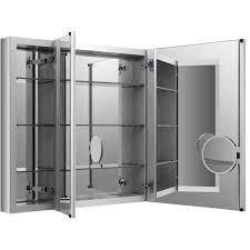 Kohler 15 in x 26 in recessed or surface mount medicine cabinet in white powder coat aluminum. Kohler Verdera 40 In W X 30 In H Recessed Medicine Cabinet In Anodized Aluminum K 99011 Na The Home Depot