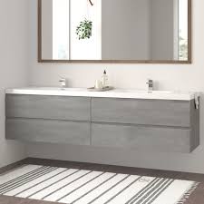 Nathaniel 84 Wall Mounted Double Bathroom Vanity Set Reviews Allmodern In 2020 Double Vanity Bathroom Bathroom Vanity Contemporary Bathroom Vanity
