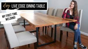 Diy Live Edge Dining Table With Metal Legs My First Time Welding Youtube