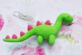 Dinosaur clay modelling | clay modelling ideas. Cute Green Fimo Polymer Clay Dinosaur Necklace Polymer Clay Dinosaur Clay Dinosaur Clay Projects For Kids