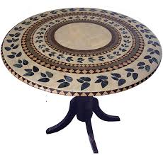 Atlantis Mosaic Pattern Round 36 Inch To 48 Inch Elastic Edge Fitted Vinyl Table Cover Vinyl Table Covers Mosaic Table Table Covers
