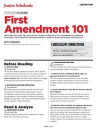 First Amendment 101 Lesson Plan Bill Of Rights Freedom Of Speech