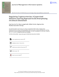 Cryptocurrency is a new generation cash, the cryptocurrency marketplace known this that currency that could take off high value even overnight. Pdf Regulating Cryptocurrencies A Supervised Machine Learning Approach To De Anonymizing The Bitcoin Blockchain