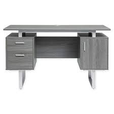 It features an accessory shelf atop a storage. Techni Mobili Modern Office Desk In Grey Bed Bath And Beyond Canada