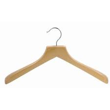 Contoured Deluxe Wooden Coat Hanger Natural Chrome Wooden Coat Hangers Coat Hanger Wooden Hangers