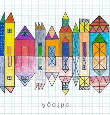 Seul compte le projet de l'artiste. Une Ville Symetrique Reflets Dans L Eau Art Elementaire Art Et Mathematiques Arts Visuels Ce2