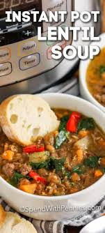 Instant Pot Lentil Soup Is A Hearty And Delicious Soup Ground Beef Lentils And Vegetables Are C In 2020 Instant Pot Soup Recipes Lentil Soup Easy Lentil Recipes Easy