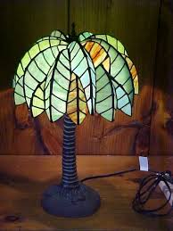 105 Medium Palm Tree Tiffany Style Leaded Glass Lamp Lot 105 Tiffany Stained Glass Stained Glass Lighting Glass Lamp