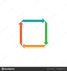 Flat Square Four Arrows Infographic Template Cycle Diagram