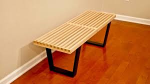 Diy Mid Century Modern Slatted Bench Woodworking Youtube