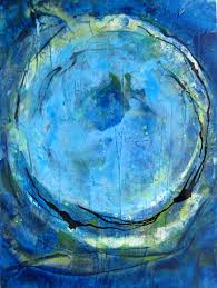 Mandala Blau Acryl Gegossen Tusche Inspirierende Kunst Abstrakte Kunst Malerei