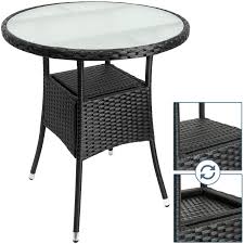Garden Side Table Rattan Round Outdoor Patio Bistro Dining Coffee Glass Top New 4250525351361 Ebay