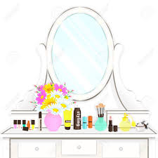 Dressing Table With Mirror With Lights Female Boudoir For Makeup Royalty Free Cliparts Vectors And Stock Illustration Image 126303630