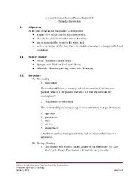 Lesson Plan On Elements Of Short Story Lesson Plan Examples English Lesson Plans Reading Lesson Plans