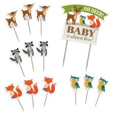 Amazon Com Lillian Rose Woodland Baby Shower Cake Toppers 24bs230 Ct Grocery Gourmet Food