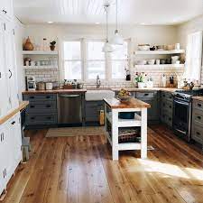 As you slide the doors open the lights go on and you enter a completely new space with butcher block countertops for baking preparation and a coffee bar, subway tile backsplash and room for any kind of storage needed. I Love The Butcher Block Countertops And Dark Grout Subway Tile In This Country Kitchen See This Instagram Photo By Home Kitchen Remodel Kitchen Inspirations