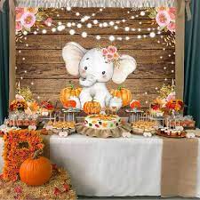 Fall Elephant Pumpkin Baby Shower Party Banner Elephantbackdrop Elephantpumpkinbanner Elephant Baby Shower Pumpkin Baby Shower Fall Baby Shower Party Banner