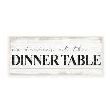 Whether it's sitting down making a quilt, in a kitchen preparing a meal, in a club reading the same book, or around the table playing cards, or planning a birthday party, when women come together with a collective intention, magic happens. Stupell Industries No Devices At Dinner Table Quote Family Kitchen Sign Wood Wall Art 7x17 White On Sale Overstock 31620065