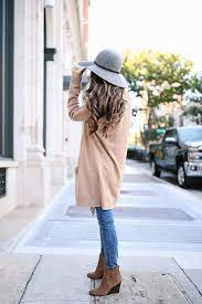 Grey Wool Hat Tan Cardigan Fall Outfit Inspiration Bmodish Casual Fall Outfits Fall Hat Outfits Long Cardigan Outfit