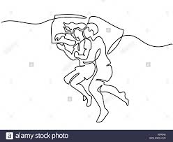 Ich habe mich zu schwach und müde gefühlt und abends war ich dann auch noch krank. Durchgehende Linie Zeichnen Schones Paar In Schlafender Haltung Auf Kissen Vector Illustration Stock Vektorgrafik Alamy