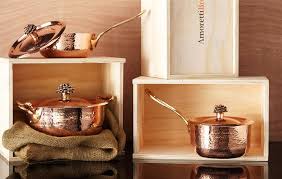 Copper Cookware Set In Wood Box Copper Cookware Copper Cookware Set Copper Kitchen