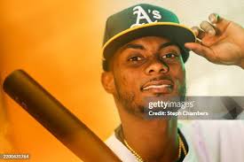 Joey Estes of the Oakland Athletics poses for a portrait during photo...  News Photo