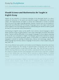 Most native speakers of english come from britain, the united states, australia, new zealand and canada. Should Science And Mathematics Be Taught In English Free Essay Example