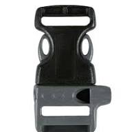 3/4 Inch Plastic Whistle Side Release Buckle Single Adjust Black and Gray